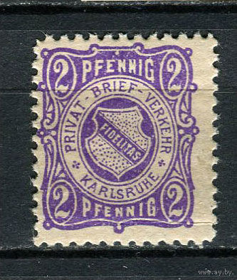 Германия - Карлсруэ (B.) - Местные марки - 1886 - Герб 2Pf - [Mi.1B] - 1 марка. MNH.  (Лот 97CW)