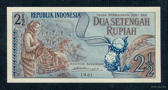 Индонезия 2,5 (2 1/2) рупии 1961 год, UNC-