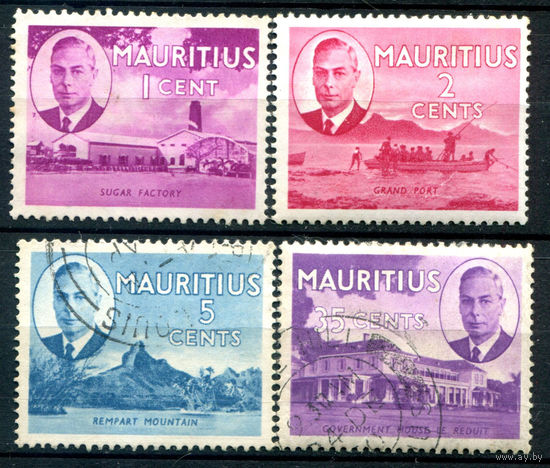 Британские колонии - Маврикий - 1950г. - ландшафты, король Георг VI - 4 марки - гашёные, MH. #3-WB-102-B-2