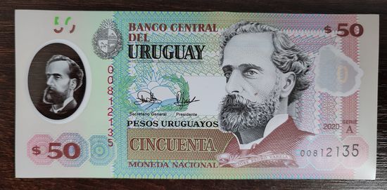Уругвай 50 песо 2020 год UNC P-102a полимер