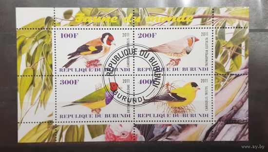 Бурунди. 2011 год. Фауна. Птицы. Блок (4 марки) (439)