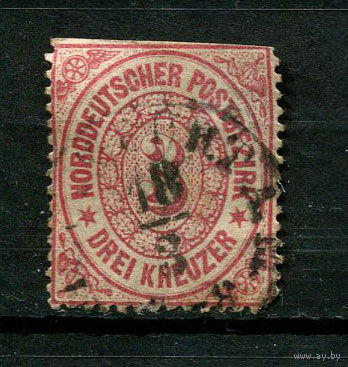 Северогерманский союз - 1869/1871 - Цифры в круге 3Gr - [Mi.21] - 1 марка. Гашеная.  (Лот 140CC)