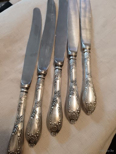 Ножи, набор мельхиор. СССР. Посеребрение