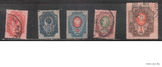 Россия-1904 (Заг.75-80) гаш., с ВЗ (верт.),  14-й выпуск, Царская Россия, 5 марок(1)