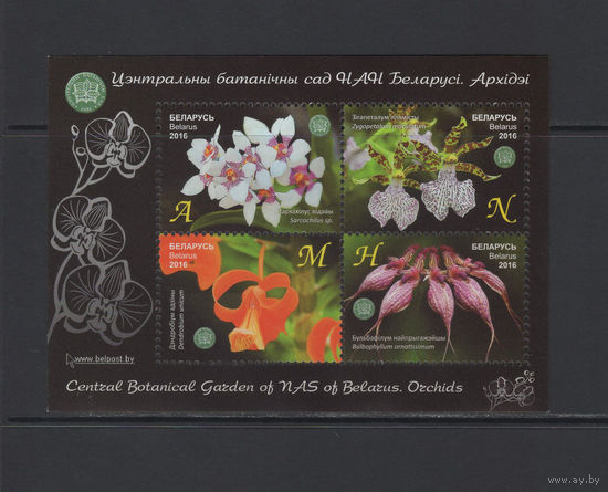 Флора цветы Беларусь 2016 Малый лист "Центральный ботанический сад НАН Беларуси. Орхидеи"