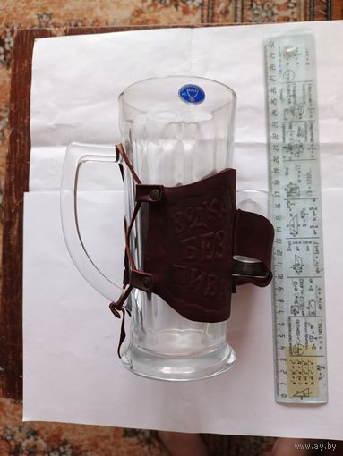 Кружка с рюмкой в кожаном переплете подарочная Неман