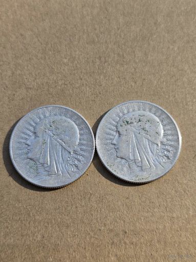 5 злотых 1933 г.2 шт.