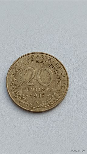 Франция. 20 сантимов 1987 года.