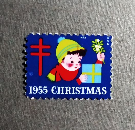 Непочтовая марка США 1955 год Рождество