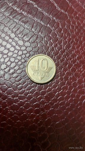 Монета 10 центов 2008г. Литва. Хорошая!