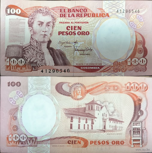 Колумбия 100 Песо 1983, AUNC, 443