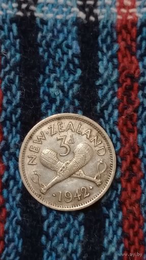 Новая Зеландия 3 пенса 1946 серебро