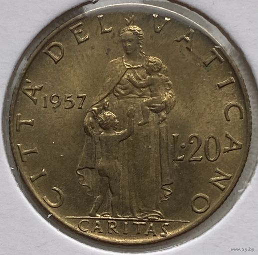 Ватикан 20 лир 1957 г. В холдере