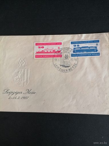 ГДР 1957 КПД с двумя марками серии "Торговая ярмарка в Лейпциге" (спецгашение) Mi.559-560 каталог 1.00 евро