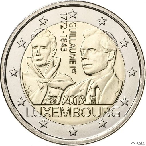 2 евро 2018 Люксембург 175 лет со дня смерти Гийома I  UNC из ролла