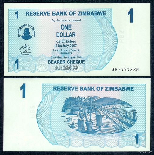 Зимбабве 1 доллар 2006 год, UNC