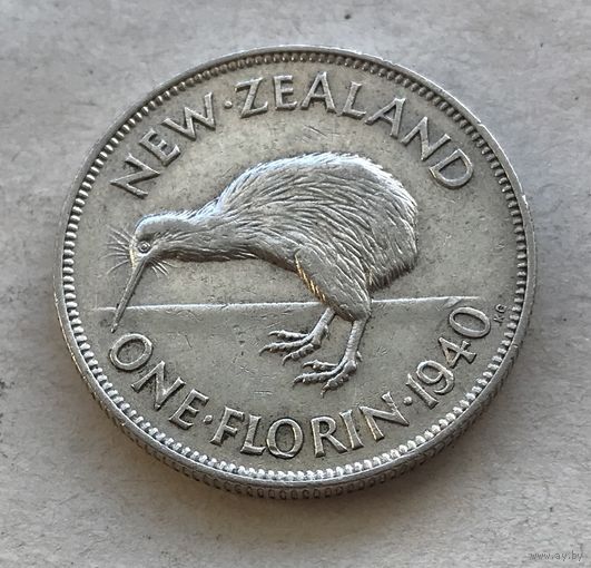 Новая Зеландия 2 шиллинга (флорин) 1940 Георг VI - серебро 0,500, отличная!
