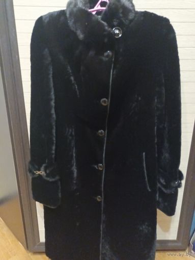 Шуба черная астраган.норка и нат.кожа