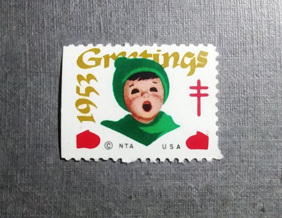 Непочтовая марка США 1953 год Новый год Рождество