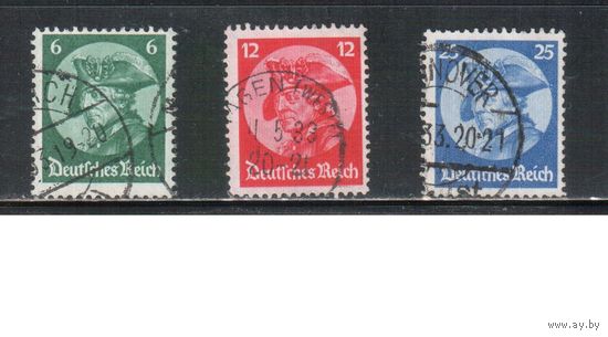 Германия(Рейх)-1933,(Мих.479-481) гаш. ,  Король, Живопись(полная серия)