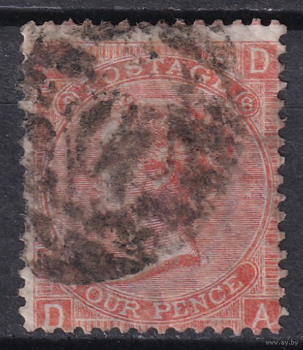 56.Br. Великобритания. Виктория. Стандарт. 4P. 1865 г. Mi.#24. Plate 6.
