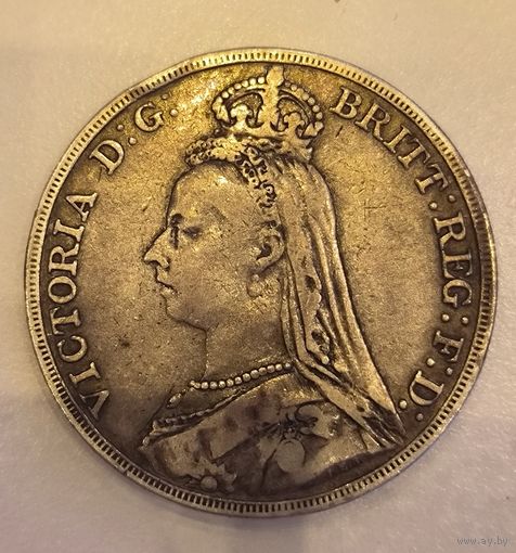 Крона 1892 Великобритания крупная серебряная