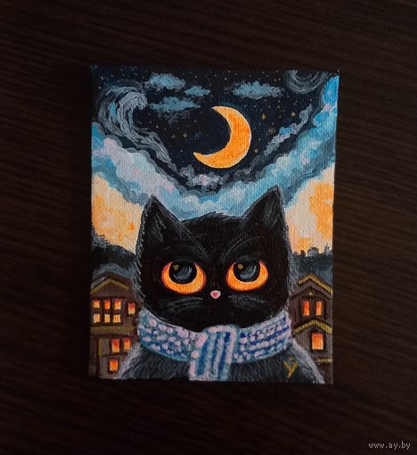 Картина-магнит на холсте. Котики.