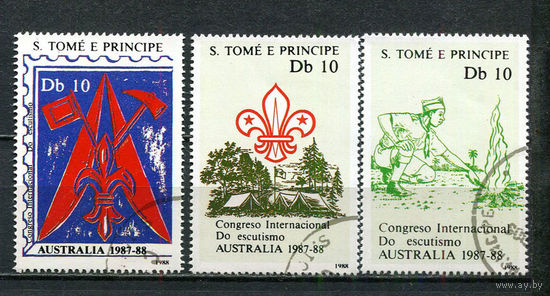 Сан Томе и Принсипи - 1988 - Международный слет бойскаутов - [Mi. 1068-1070] - полная серия - 3 марки. Гашеные.  (Лот 27HV)-TG3P21