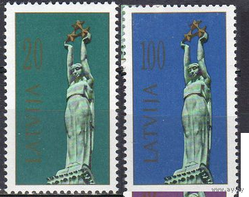 1991 Латвия памятник свободы в Риге 2 марки гаш