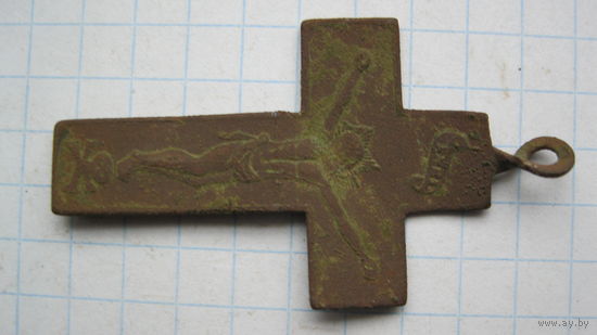 Крестик старинный, нательный. Бронза, литье.