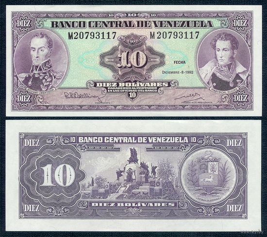 Венесуэла 10 боливар 1992 год, UNC