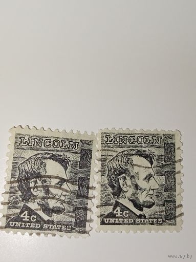 США 1965 Почтовая марка Линкольна номиналом 4 цента.