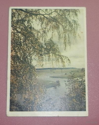 Открытка "Пушкинский заповедник.Река Сороть" 1956г. подписанная