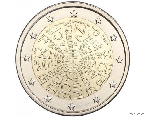 2 евро Португалия 2023 Мир 2023 UNC из ролла