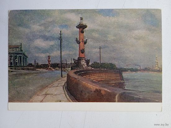 1952. Радимова. Ростральная колонна. Ленинград
