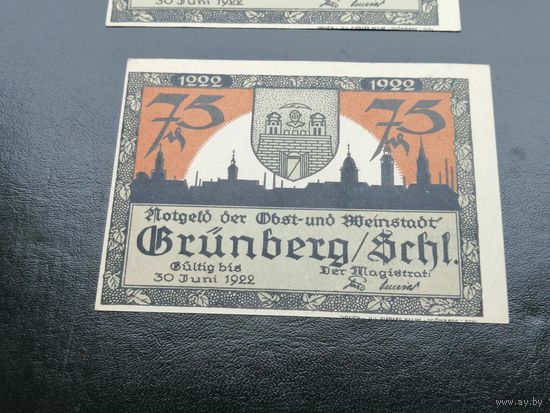 Германия нотгельд 75 пфенингов  1922 Зеленая гура Польша