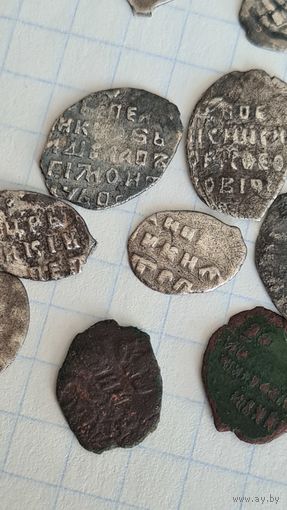 С 1 РУБЛЯ ! ЛОТ 12 МОНЕТ копейка серебро и медь ЧЕШУЙКИ ЦАРЬ И ВЕЛИКИЙ  КНЯЗЬ РОССИЯ