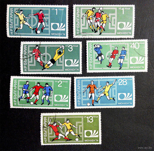 Болгария 1974 г. Чемпионата Мира по Футболу Мюнхен 1974 год, полная серия из 6 марок+1 #0090-С1P14