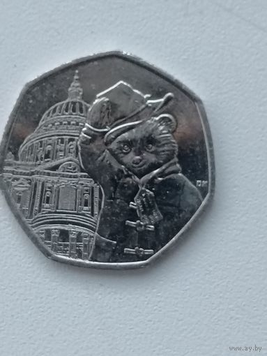 50 пенсов 2019 год. Медведь Паддингтон.