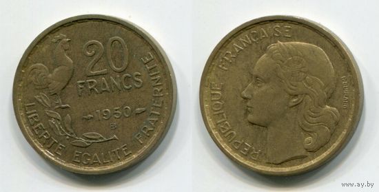 Франция. 20 франков (1950, буква B)