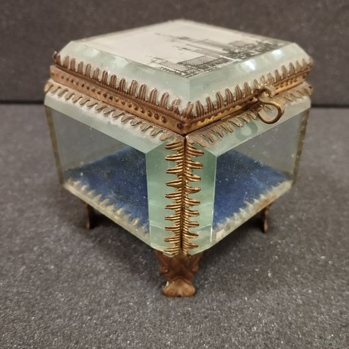 Шкатулка Москва, латунь/хрусталь. СССР