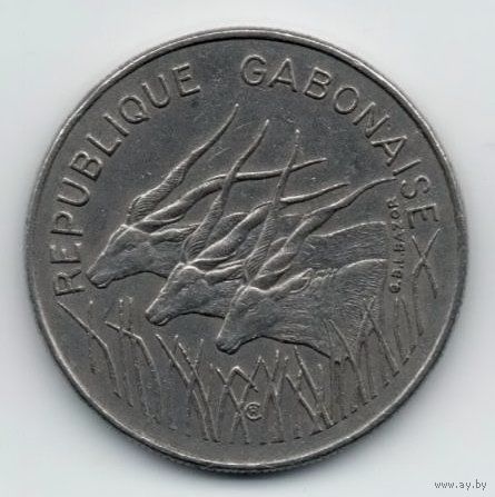 ГАБОНСКАЯ РЕСПУБЛИКА. 100 ФРАНКОВ  1984. ФАУНА.  АНТИЛОПЫ