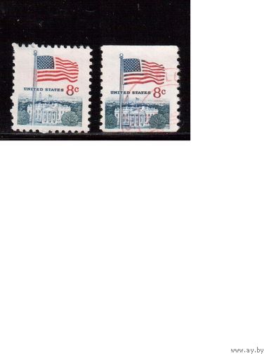 США-1971 (Мих.1033А+С) ,  гаш., Стандарт, Флаг, 2 зубц.