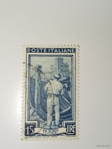 Италия 1950 изображение порта в Лигурии.