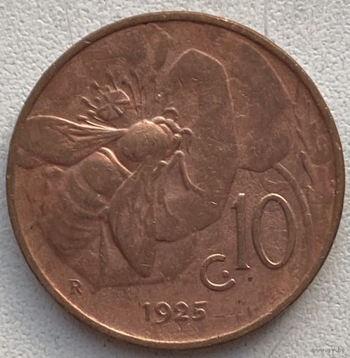 Италия 10 чентезимо 1925 г.