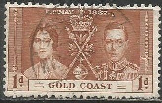 Золотой берег. Король Георг VI и королева Елизавета. 1938г. Mi#102.