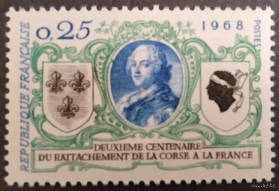 Франция. 1968г. Mi1637**. 200- летие присоединения Корсики. Людовик 15.