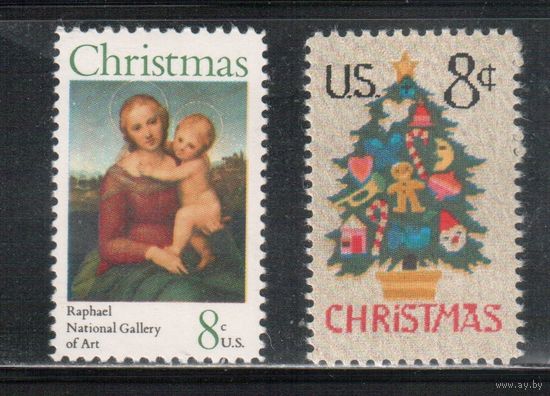 США-1973, (Мих.1123-1124), ** , Рождество, Живопись(полная серия)