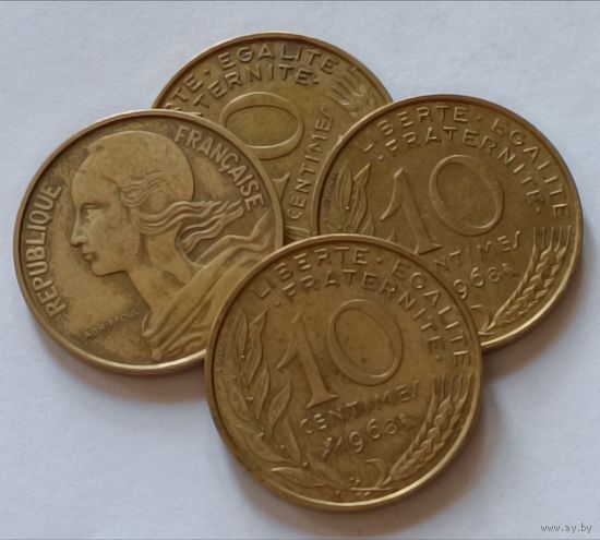 Франция. 10 сантимов 1968 года.