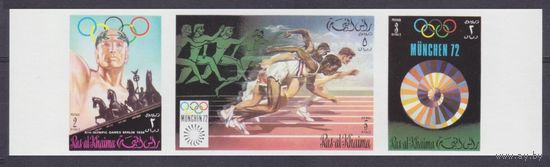 1972 Рас-Аль-Хайма 812b-814bstrip Олимпийские игры 1972 года в Мюнхене 18,00 евро
